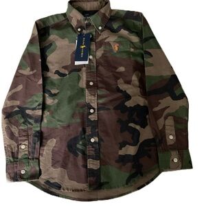 Polo Ralph Lauren Boys Long Sleeve, Button Down Camo Shirt, Size 7